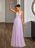 Joanne Ball-Gown/Princess V-neck Floor-Length Tulle Lace Prom Dresses UKP0017331