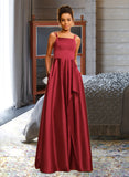 Alena A-Line Square Floor-Length Satin Prom Dresses UKP0017345