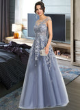 Pamela Ball-Gown/Princess Scoop Floor-Length Tulle Lace Prom Dresses UKP0017354