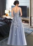 Pamela Ball-Gown/Princess Scoop Floor-Length Tulle Lace Prom Dresses UKP0017354