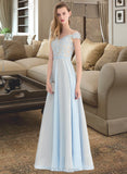 Aspen A-line Off the Shoulder Floor-Length Chiffon Lace Prom Dresses With Beading Sequins UKP0017369