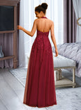 Peyton Ball-Gown/Princess Halter Floor-Length Tulle Lace Prom Dresses With Sequins UKP0017372