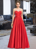 Lorena Ball-Gown/Princess Sweetheart Floor-Length Satin Lace Prom Dresses With Beading Sequins UKP0017373