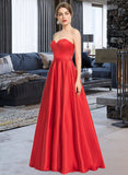 Lorena Ball-Gown/Princess Sweetheart Floor-Length Satin Lace Prom Dresses With Beading Sequins UKP0017373