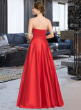 Lorena Ball-Gown/Princess Sweetheart Floor-Length Satin Lace Prom Dresses With Beading Sequins UKP0017373