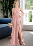 Sheila A-line Sweetheart Floor-Length Chiffon Lace Prom Dresses UKP0017384