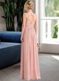 Sheila A-line Sweetheart Floor-Length Chiffon Lace Prom Dresses UKP0017384