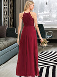 Tanya A-line Scoop Floor-Length Chiffon Lace Prom Dresses UKP0017392