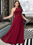 Tanya A-line Scoop Floor-Length Chiffon Lace Prom Dresses UKP0017392