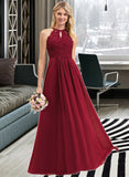 Tanya A-line Scoop Floor-Length Chiffon Lace Prom Dresses UKP0017392