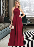 Tanya A-line Scoop Floor-Length Chiffon Lace Prom Dresses UKP0017392