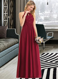 Tanya A-line Scoop Floor-Length Chiffon Lace Prom Dresses UKP0017392