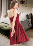 Eliza A-Line V-neck Short/Mini Satin Prom Dresses UKP0017404