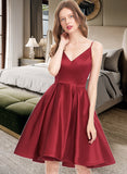 Eliza A-Line V-neck Short/Mini Satin Prom Dresses UKP0017404