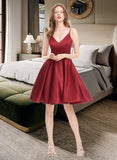 Eliza A-Line V-neck Short/Mini Satin Prom Dresses UKP0017404