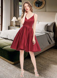 Eliza A-Line V-neck Short/Mini Satin Prom Dresses UKP0017404