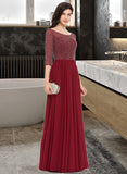 Kaitlyn A-Line Scoop Floor-Length Chiffon Prom Dresses With Beading Sequins UKP0017405