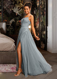 Erika Ball-Gown/Princess Square Floor-Length Tulle Prom Dresses With Beading Sequins UKP0017407