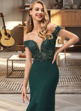 Jaida Trumpet/Mermaid Off-the-Shoulder Sweep Train Stretch Crepe Prom Dresses With Beading Sequins UKP0017409