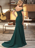 Jaida Trumpet/Mermaid Off-the-Shoulder Sweep Train Stretch Crepe Prom Dresses With Beading Sequins UKP0017409