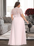 Camille A-Line High Neck Floor-Length Chiffon Lace Prom Dresses With Sequins UKP0017414