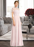 Camille A-Line High Neck Floor-Length Chiffon Lace Prom Dresses With Sequins UKP0017414