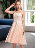 Yasmin A-Line Square Knee-Length Tulle Prom Dresses With Beading UKP0017415