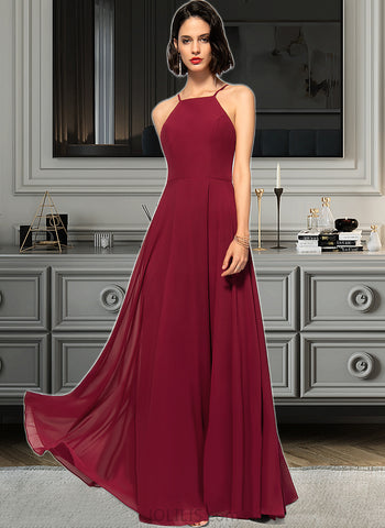 Noemi A-Line Scoop Square Floor-Length Chiffon Prom Dresses UKP0017419