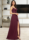 Alondra Sheath/Column V-Neck Floor-Length Chiffon Prom Dresses With Ruffle UKP0017420