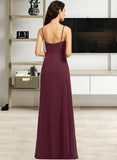 Alondra Sheath/Column V-Neck Floor-Length Chiffon Prom Dresses With Ruffle UKP0017420