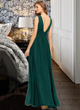 Harmony A-Line V-neck Floor-Length Chiffon Prom Dresses UKP0017423