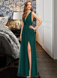 Harmony A-Line V-neck Floor-Length Chiffon Prom Dresses UKP0017423