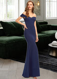 Tessa Trumpet/Mermaid Off-the-Shoulder Floor-Length Stretch Crepe Prom Dresses UKP0017424