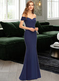 Tessa Trumpet/Mermaid Off-the-Shoulder Floor-Length Stretch Crepe Prom Dresses UKP0017424