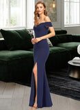 Tessa Trumpet/Mermaid Off-the-Shoulder Floor-Length Stretch Crepe Prom Dresses UKP0017424