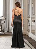 Jane Sheath/Column Cowl Floor-Length Charmeuse Prom Dresses With Ruffle Beading UKP0017425