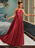 Ayla A-Line Square Floor-Length Satin Prom Dresses UKP0017428