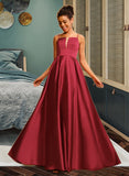 Ayla A-Line Square Floor-Length Satin Prom Dresses UKP0017428