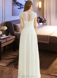 Ellie A-line Scoop Floor-Length Chiffon Lace Prom Dresses UKP0017432