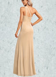 Sadie Trumpet/Mermaid One Shoulder Floor-Length Velvet Bridesmaid Dress UKP0017445