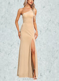 Sadie Trumpet/Mermaid One Shoulder Floor-Length Velvet Bridesmaid Dress UKP0017445