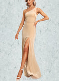 Sadie Trumpet/Mermaid One Shoulder Floor-Length Velvet Bridesmaid Dress UKP0017445