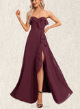 Kasey A-line Sweetheart Floor-Length Chiffon Bridesmaid Dress With Ruffle UKP0017447