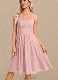 Caitlyn A-line Scoop Knee-Length Chiffon Bridesmaid Dress UKP0017456