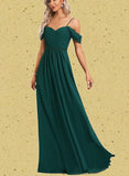 Laila A-line Cold Shoulder Floor-Length Chiffon Bridesmaid Dress With Beading Sequins UKP0017458