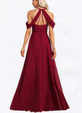 Lynn A-line Halter Floor-Length Chiffon Bridesmaid Dress UKP0017462