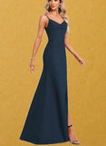 Arielle Trumpet/Mermaid Cowl Floor-Length Chiffon Bridesmaid Dress UKP0017463