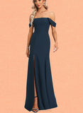 Sarai Trumpet/Mermaid Off the Shoulder Floor-Length Chiffon Bridesmaid Dress UKP0017464