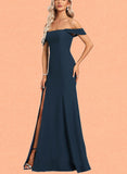 Sarai Trumpet/Mermaid Off the Shoulder Floor-Length Chiffon Bridesmaid Dress UKP0017464