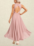 Hadley A-line V-Neck Asymmetrical Chiffon Bridesmaid Dress UKP0017473